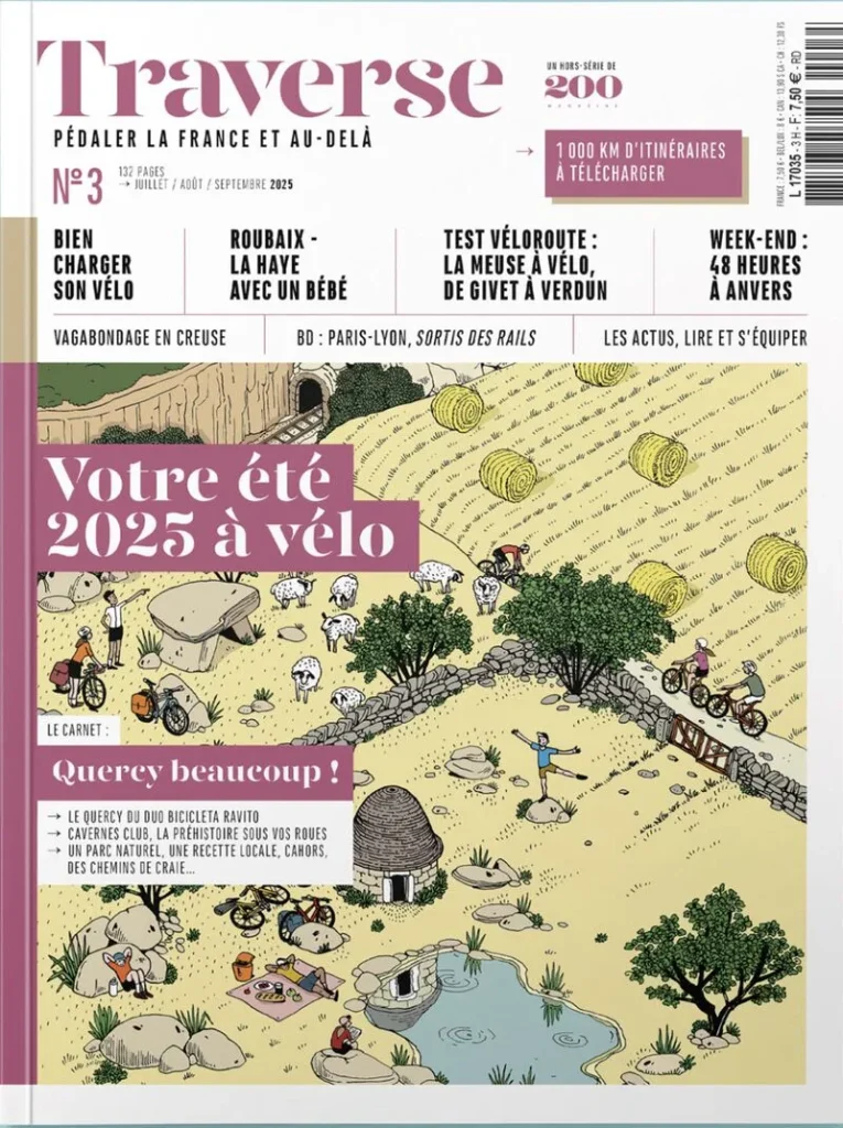 Magazine Traverse, trimestriel sur le cyclotourisme. Couverture été 2025 avec La Meuse à Vélo, suite à un accueil presse