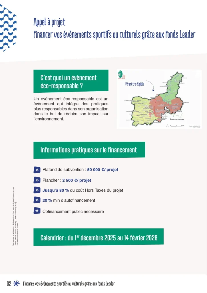 appel à projet de soutien aux évènements s’inscrivant dans une logique éco-responsable - dispositif Leader - Parc naturel régional des Ardennes