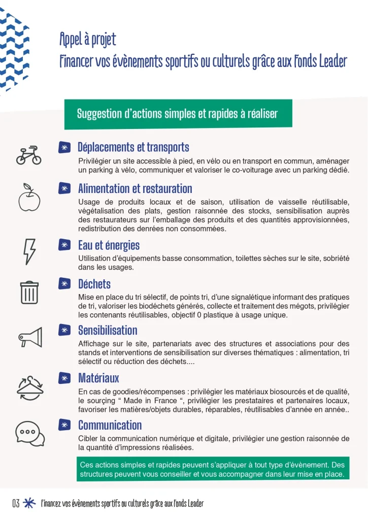 appel à projet de soutien aux évènements s’inscrivant dans une logique éco-responsable - dispositif Leader - Parc naturel régional des Ardennes