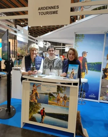 Stand Ardennes tourisme à Tourissima Lille 2025 avec Cécile Hureaux et Dominique Arnould présidente de l'ADT des Ardennes